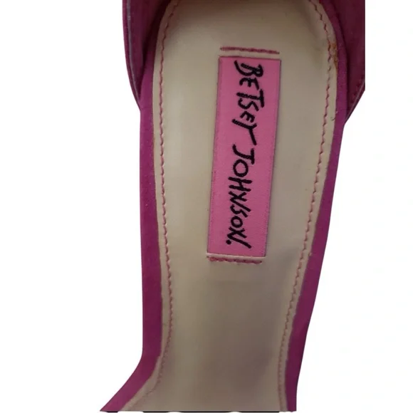 BETSEY JOHNSON Bromme Fuchsia Fabric Floral Dress Sandal Open Toe Heels Size 7 - Picture 11 of 11